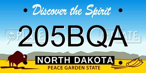 205BQA North Dakota License Plate
