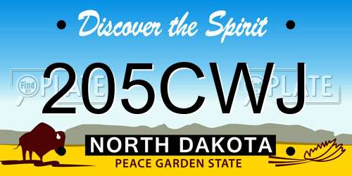 205CWJ North Dakota License Plate