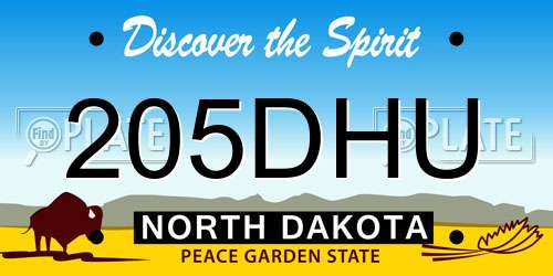 205DHU North Dakota License Plate