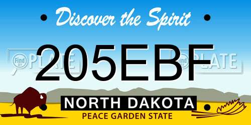 205EBF North Dakota License Plate