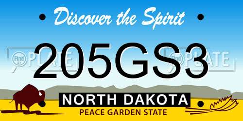 205GS3 North Dakota License Plate