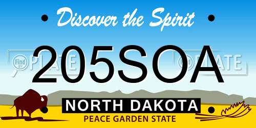 205SOA North Dakota License Plate