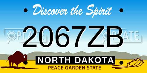 2067ZB North Dakota License Plate