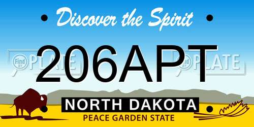 206APT North Dakota License Plate