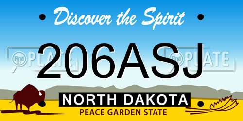 206ASJ North Dakota License Plate