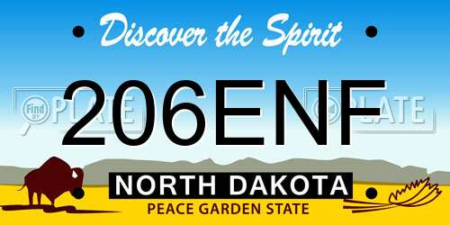 206ENF North Dakota License Plate