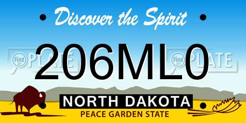 206ML0 North Dakota License Plate