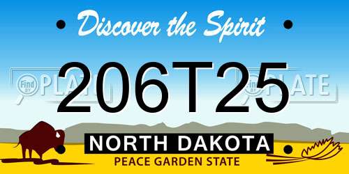 206T25 North Dakota License Plate