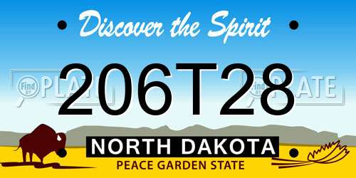 206T28 North Dakota License Plate
