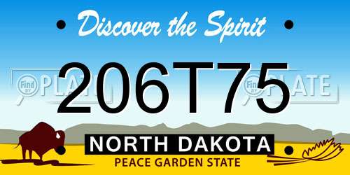 206T75 North Dakota License Plate