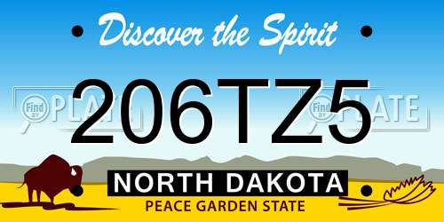 206TZ5 North Dakota License Plate