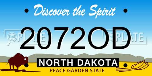 2072OD North Dakota License Plate