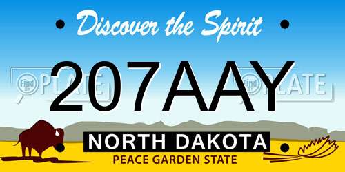 207AAY North Dakota License Plate