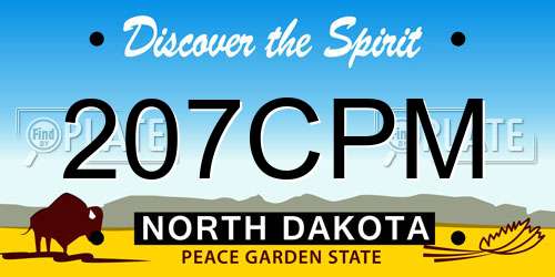 207CPM North Dakota License Plate