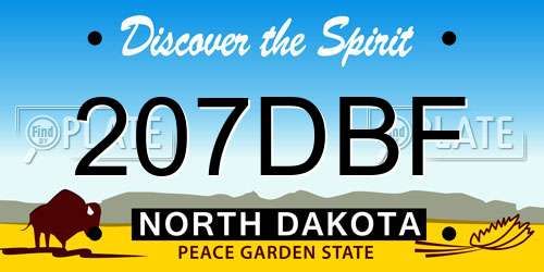 207DBF North Dakota License Plate