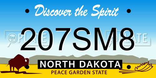 207SM8 North Dakota License Plate