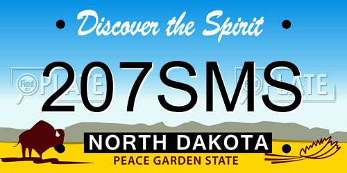 207SMS North Dakota License Plate