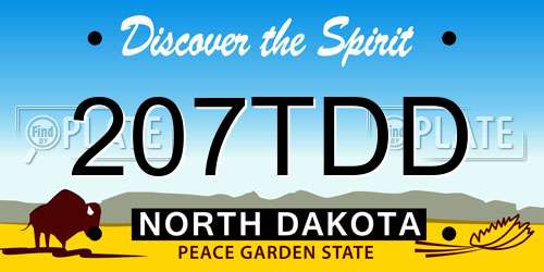 207TDD North Dakota License Plate