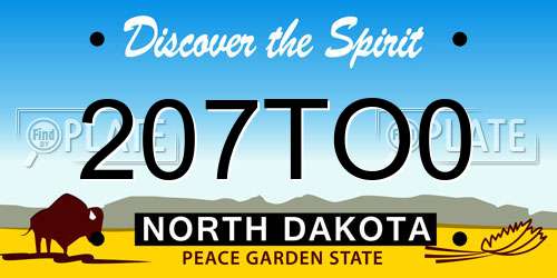 207TO0 North Dakota License Plate