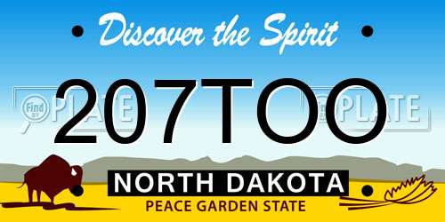 207TOO North Dakota License Plate