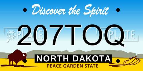 207TOQ North Dakota License Plate