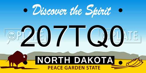 207TQ0 North Dakota License Plate