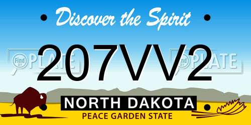 207VV2 North Dakota License Plate