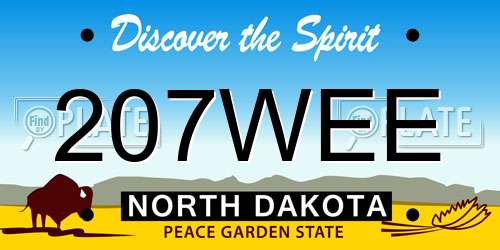 207WEE North Dakota License Plate