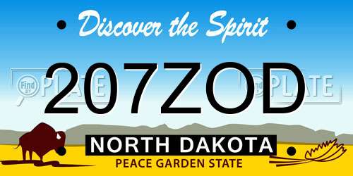 207ZOD North Dakota License Plate
