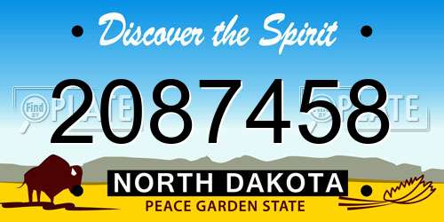 2087458 North Dakota License Plate