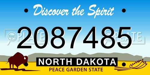 2087485 North Dakota License Plate