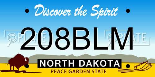 208BLM North Dakota License Plate