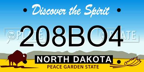208BO4 North Dakota License Plate