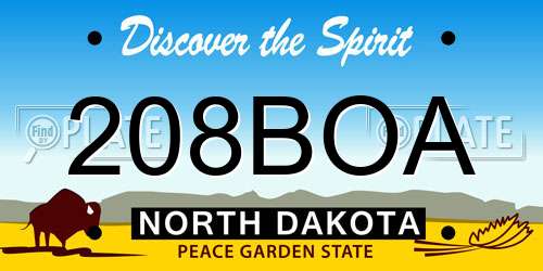 208BOA North Dakota License Plate