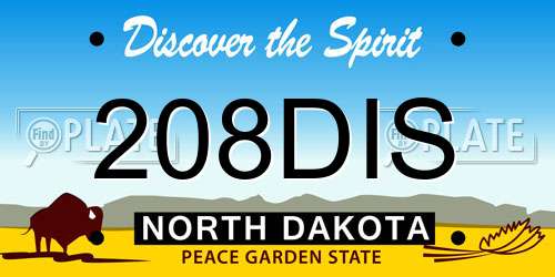 208DIS North Dakota License Plate
