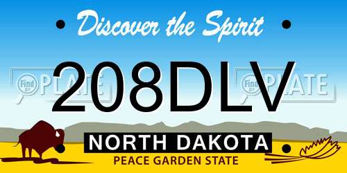 208DLV North Dakota License Plate