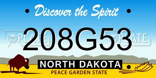 208G53 North Dakota License Plate