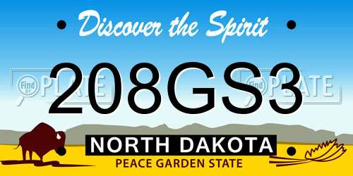 208GS3 North Dakota License Plate