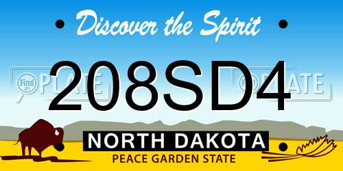 208SD4 North Dakota License Plate