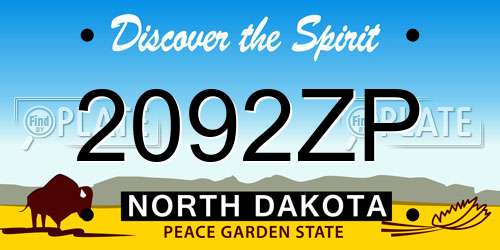 2092ZP North Dakota License Plate