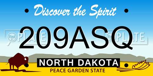 209ASQ North Dakota License Plate
