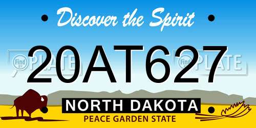 20AT627 North Dakota License Plate