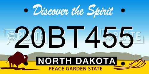 20BT455 North Dakota License Plate