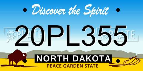 20PL355 North Dakota License Plate