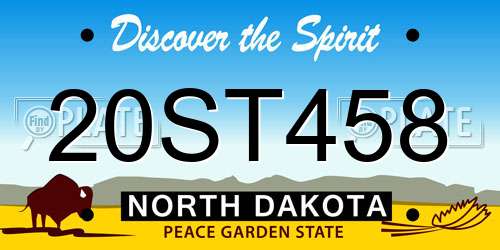 20ST458 North Dakota License Plate