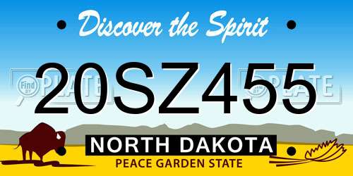 20SZ455 North Dakota License Plate