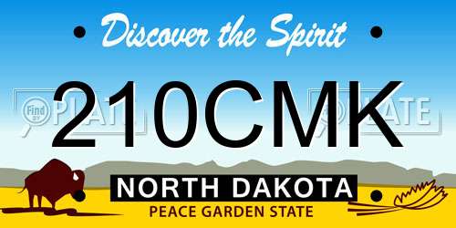 210CMK North Dakota License Plate