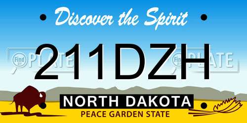 211DZH North Dakota License Plate