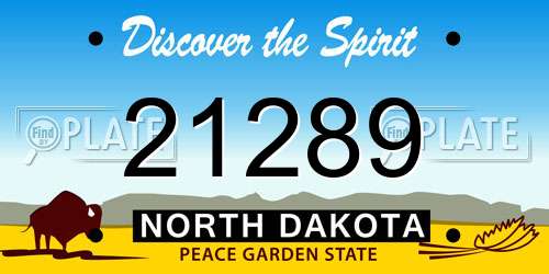 21289 North Dakota License Plate