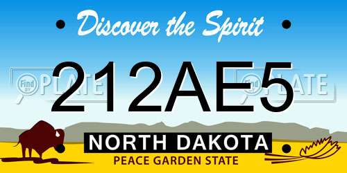 212AE5 North Dakota License Plate